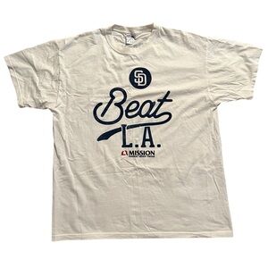 MLB San Diego SD Padres “Beat LA” MissionFCU Promo T-shirt White XL T-shirt